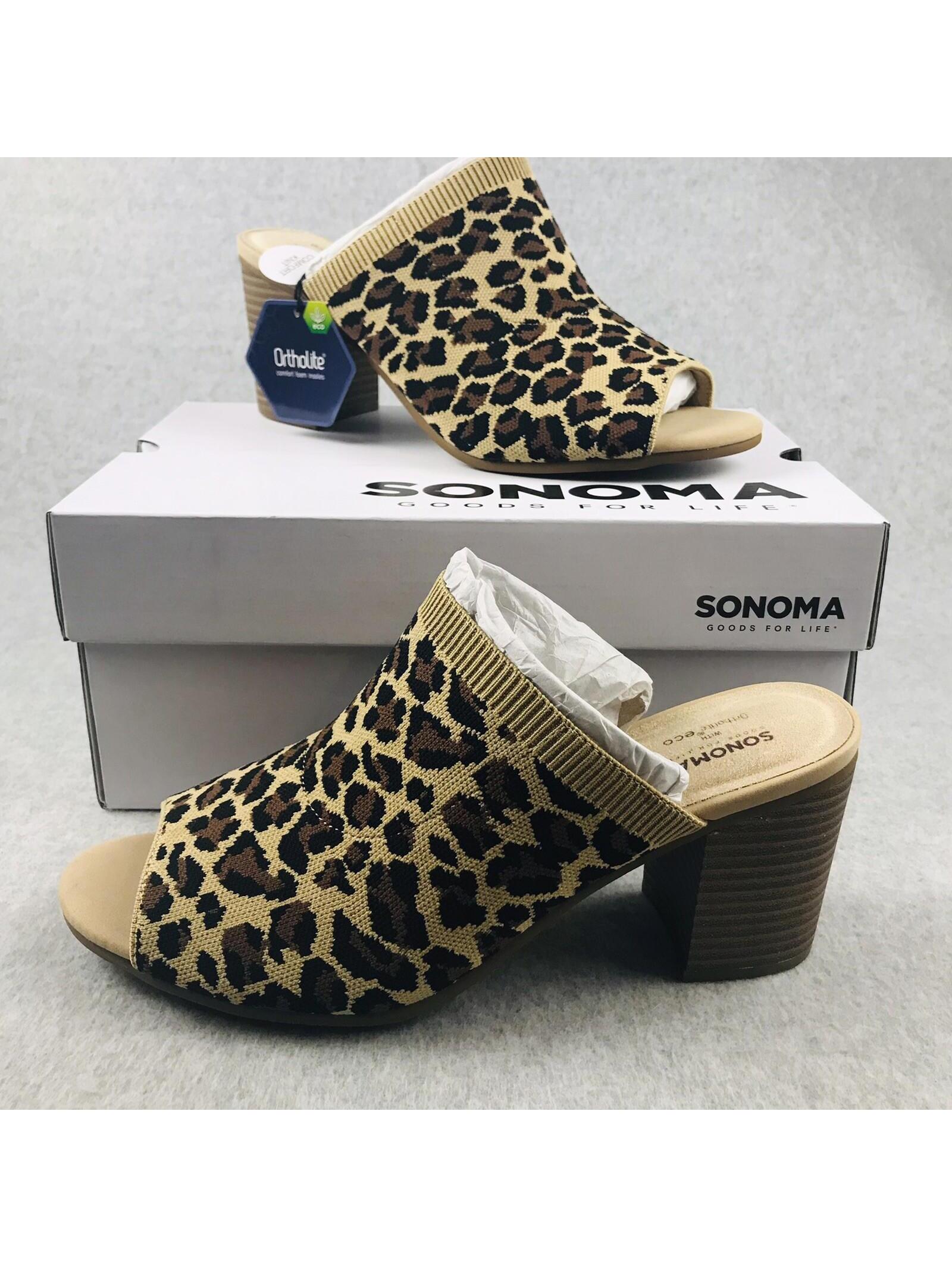 Y2k 90s Sonoma Mules Slip On Leopard Print Knitted Block Heels Womens Size 11